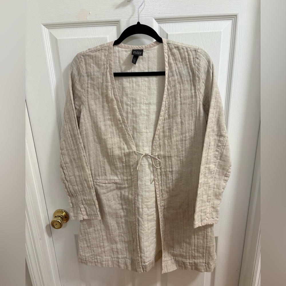 Eileen Fisher organic linen and cotton blend open-front cardigan or jacket